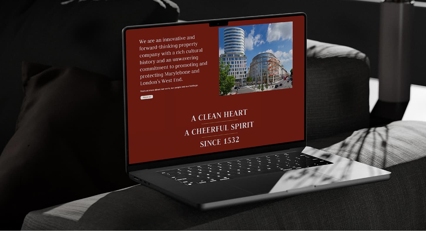 Portman Estate website design on laptop showing CRM-driven property marketing and digital branding
