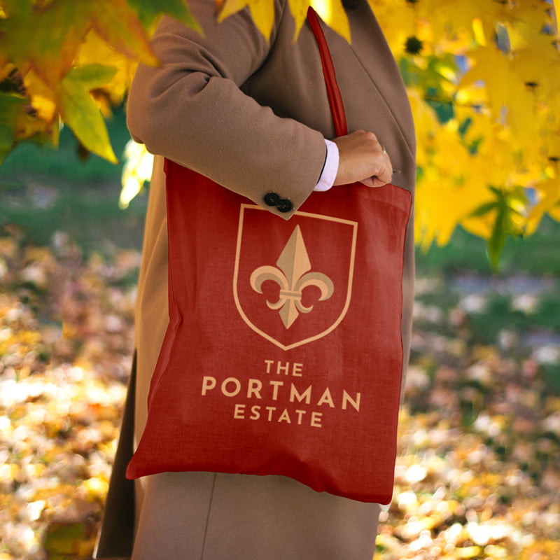Portman Estate logo tote bag for London property branding, website design and digital marketing