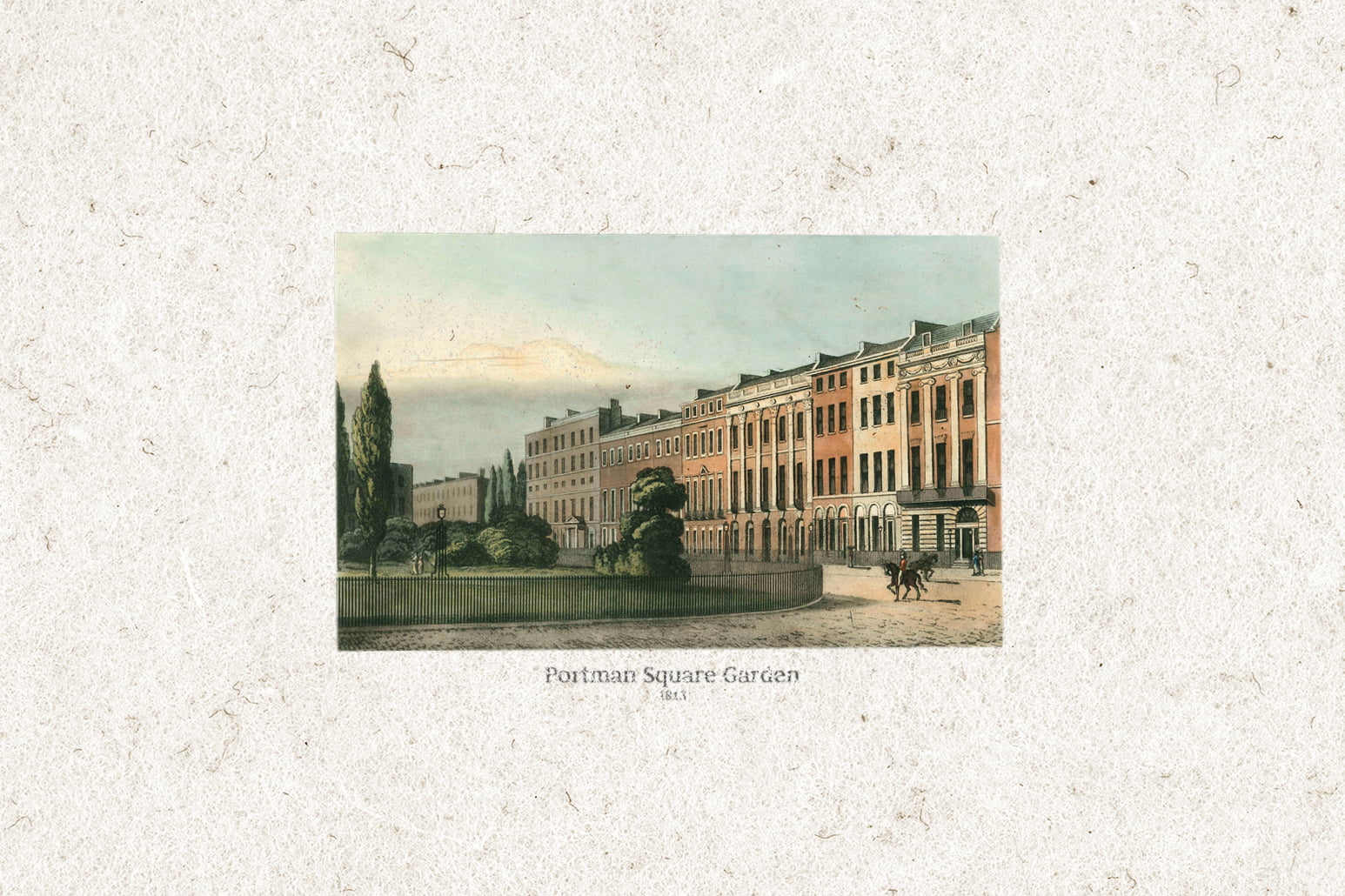 Portman Square Garden heritage artwork supporting London website design and CRM-driven property branding