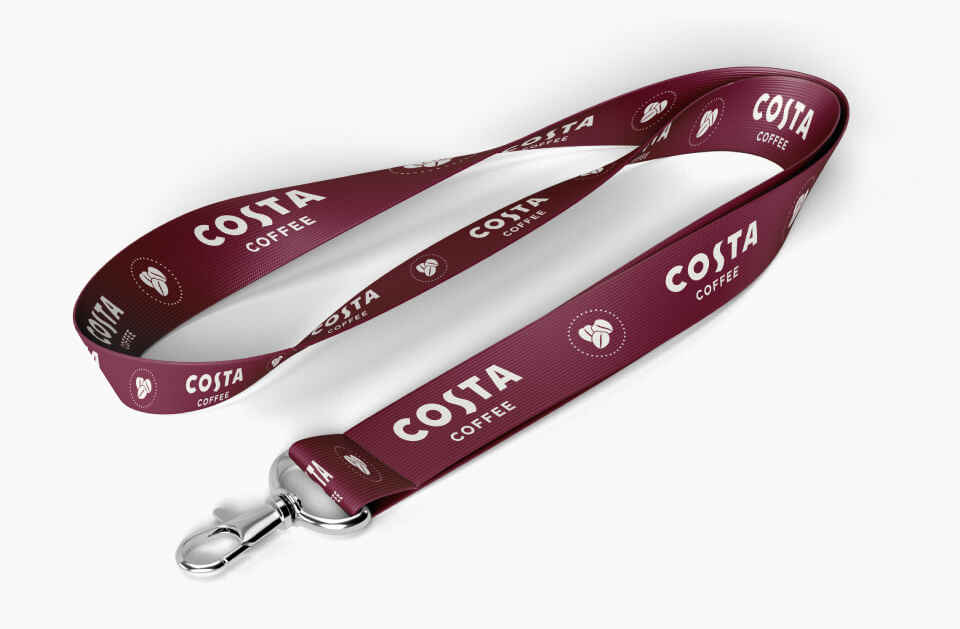 Costa Coffee branded lanyard Costa Coffee branded lanyard for brand guidelines, digital marketing and print identity design