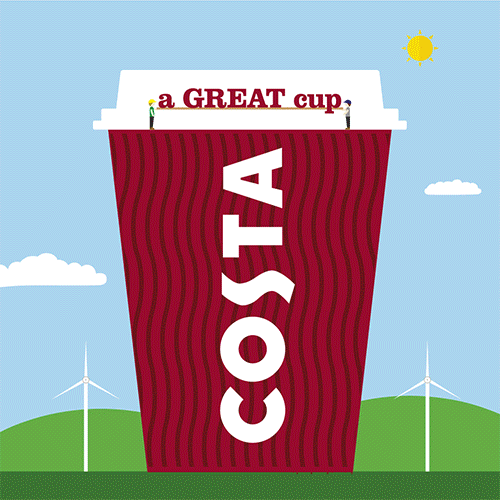 Costa Coffee brand illustration for website design, digital marketing and content production guidelines