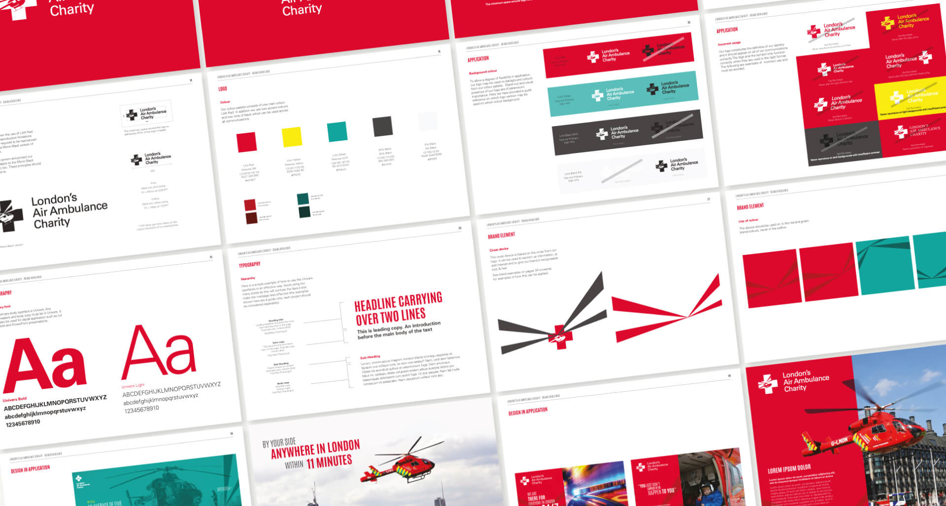 London Air Ambulance brand guidelines London Air Ambulance brand guidelines and brochure assets designed for CRM-driven charity communications