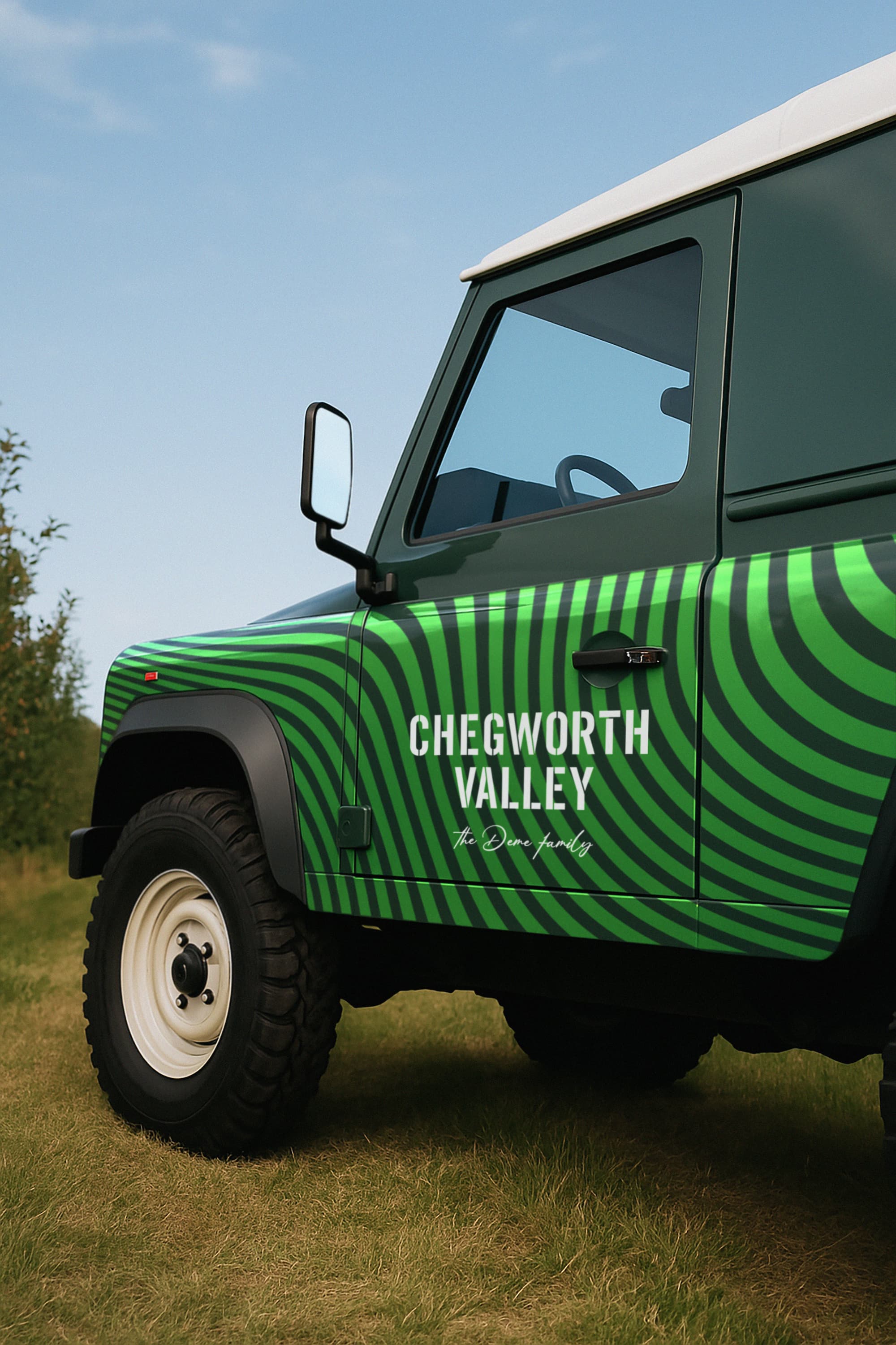 Chegworth Valley branded farm vehicle with green livery, representing Kent apple juice producer and farm-pressed juice brand.