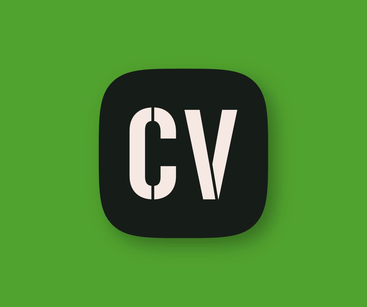 Chegworth Valley CV logo mark in white on a black rounded square background, brand icon for Chegworth Valley farm-pressed fruit juice producer in Kent.