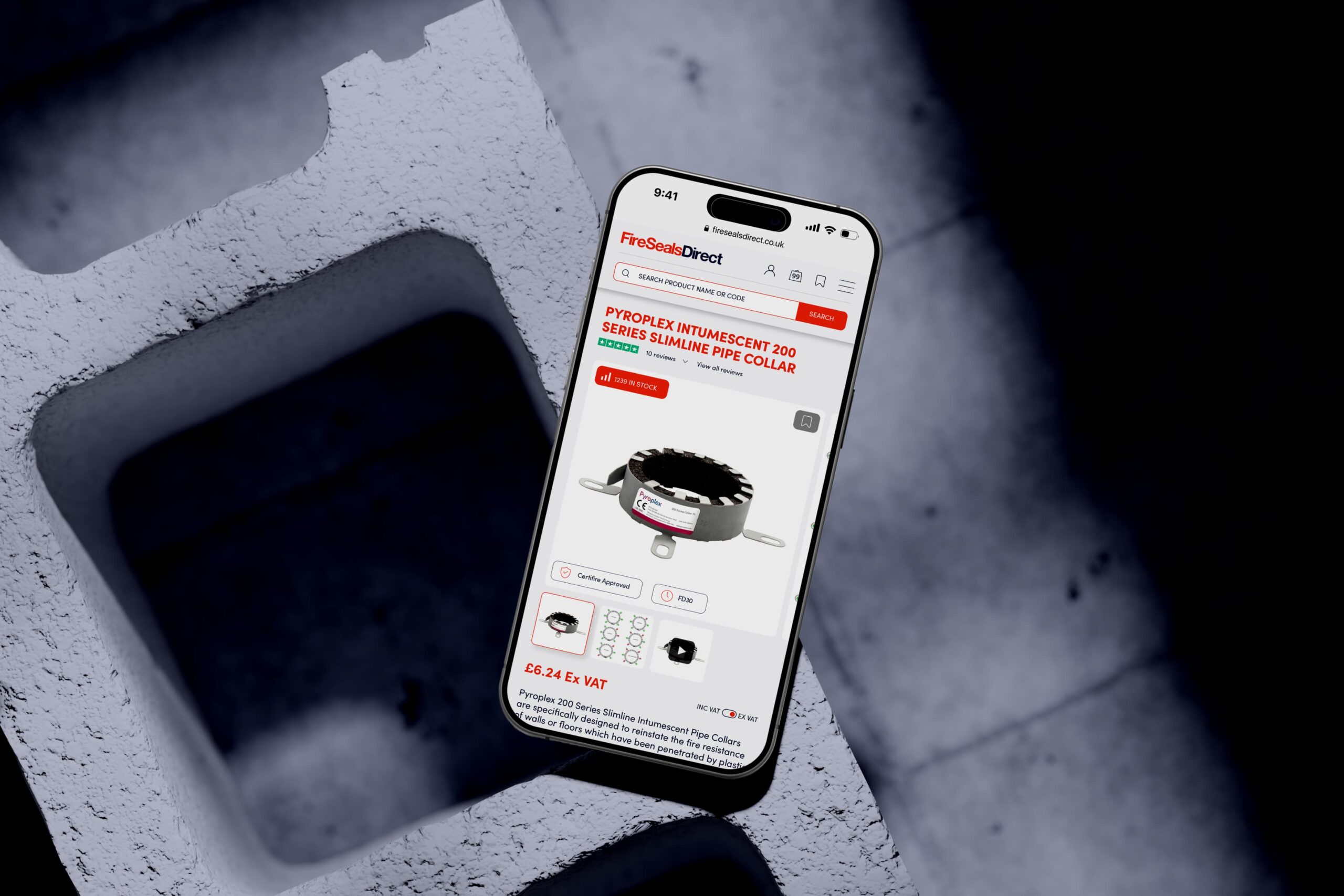 FireSealsDirect mobile ecommerce product page FireSealsDirect mobile ecommerce product page built with CRM-powered website development and customer management