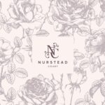Nurstead Court floral pattern with central logo showcasing elegant brand identity design and cohesive visual branding for a luxury hospitality website