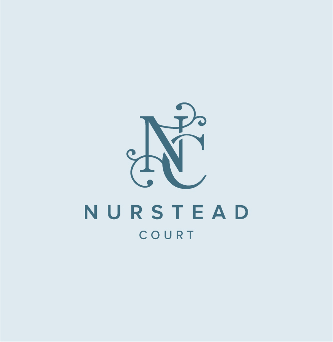 Nurstead Court logo in light blue created through professional brand strategy and website design services for a luxury client website