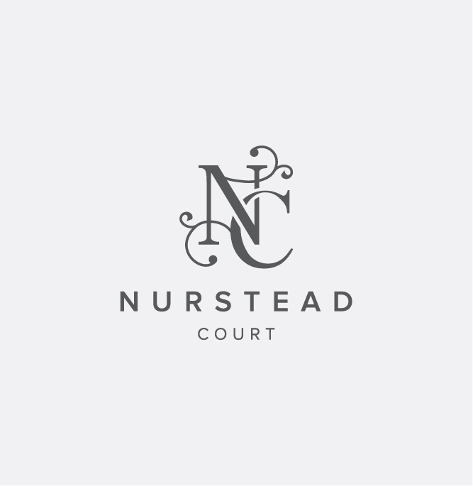 Nurstead Court logo in white and grey created through professional brand strategy and website design services for a luxury client website