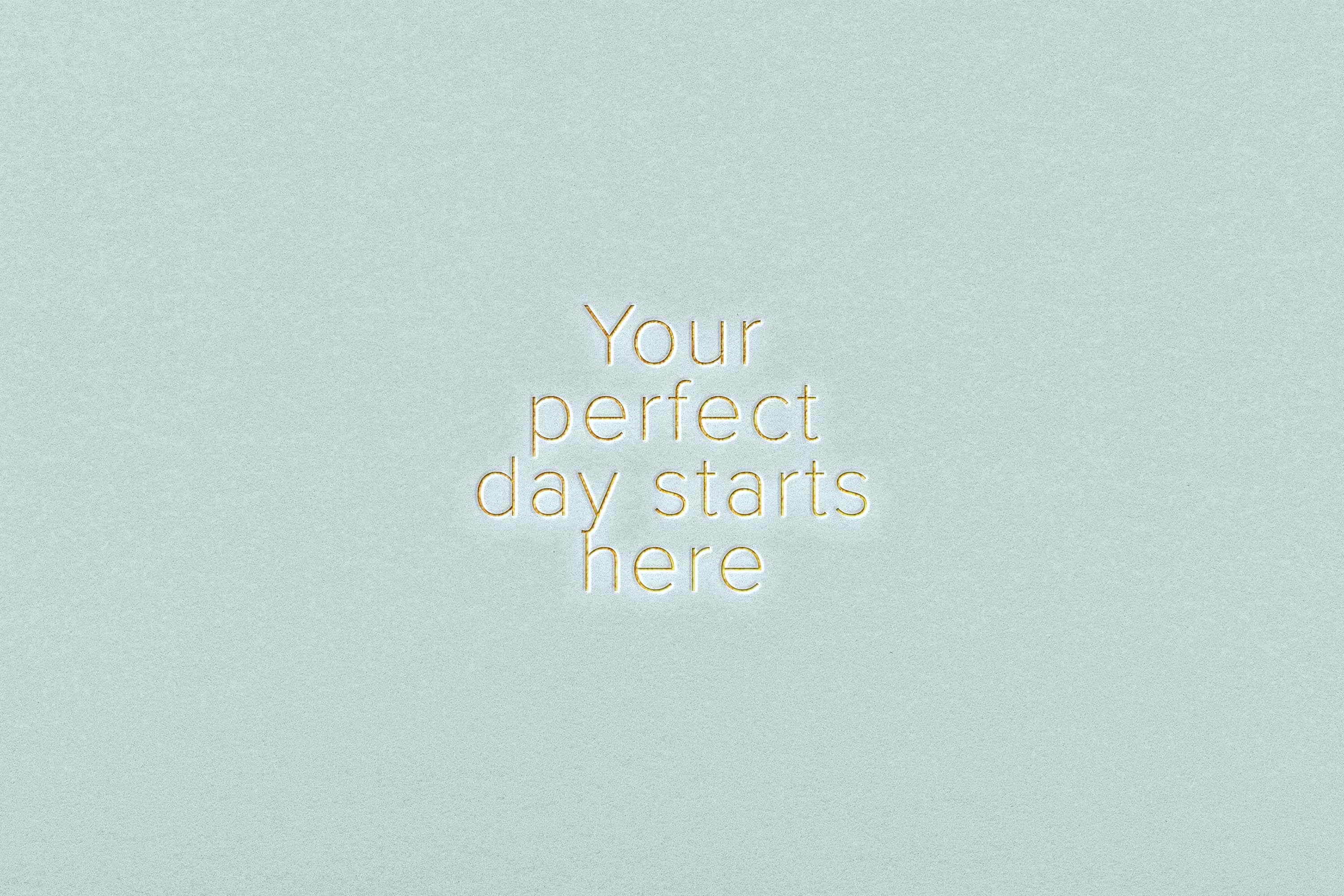 Nurstead Court brand quote design reading “Your perfect day starts here” showcasing refined luxury brand messaging and visual identity development