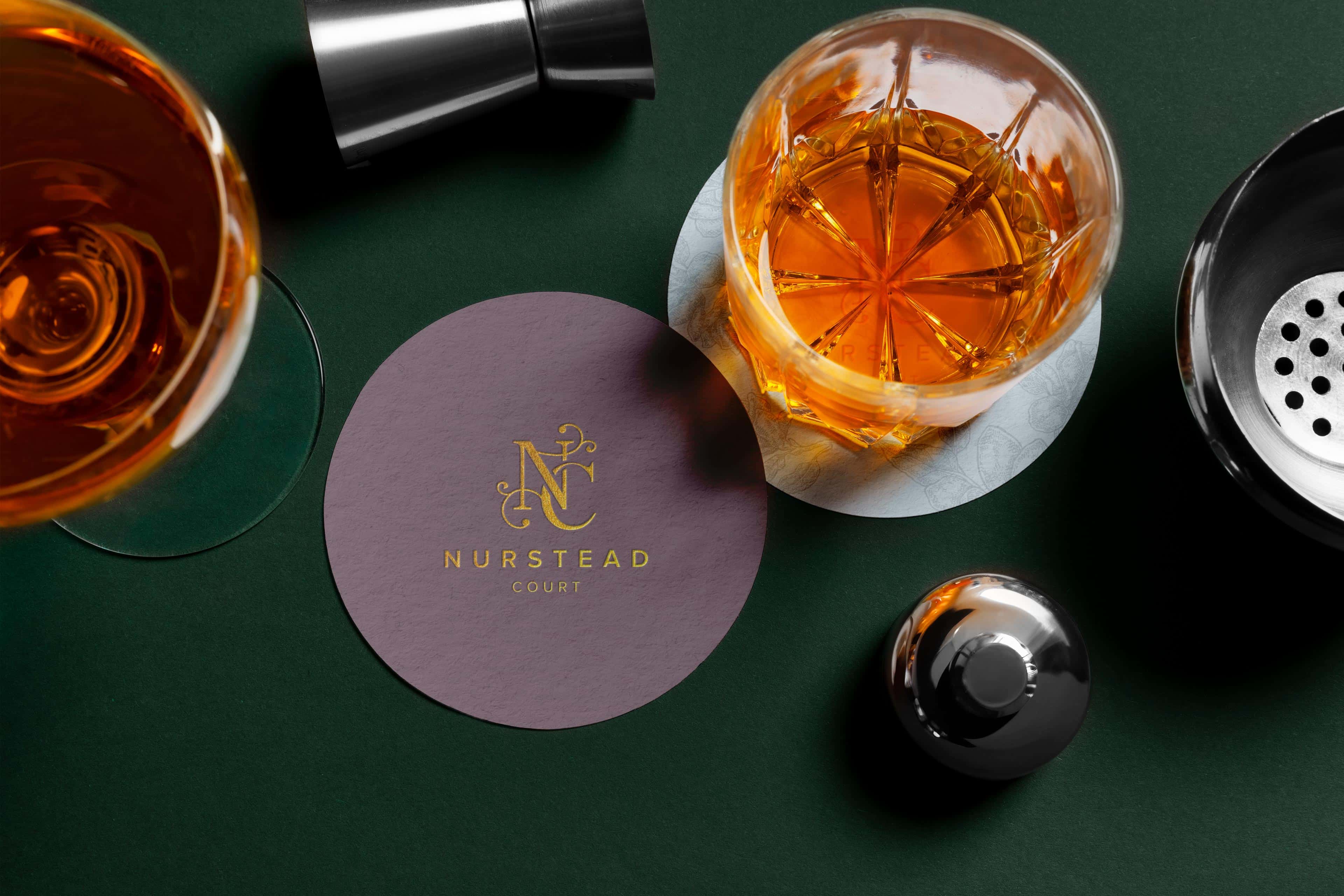 Nurstead Court circular brand card design showcasing premium hospitality branding and refined visual identity development