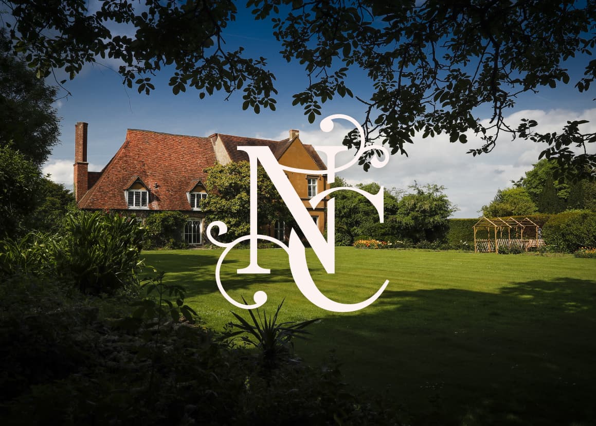 Nurstead Court logo overlaid on venue photography showcasing cohesive brand identity and visual branding developed for a luxury hospitality website